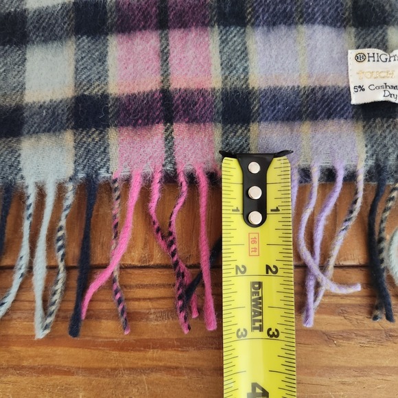Highland‎ House Touch of Cashmere Lambs Wool Scarf Plaid Purple Fringe 63"x9.5" - Picture 8 of 8